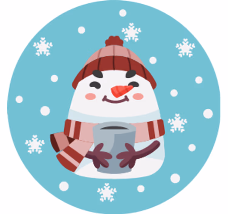 Posavasos navideño Muñeco de nieve en una bufanda roja - TenVinilo