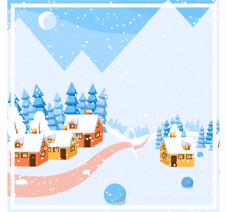 Portavasos navideño escena de pueblo nevado - TenVinilo