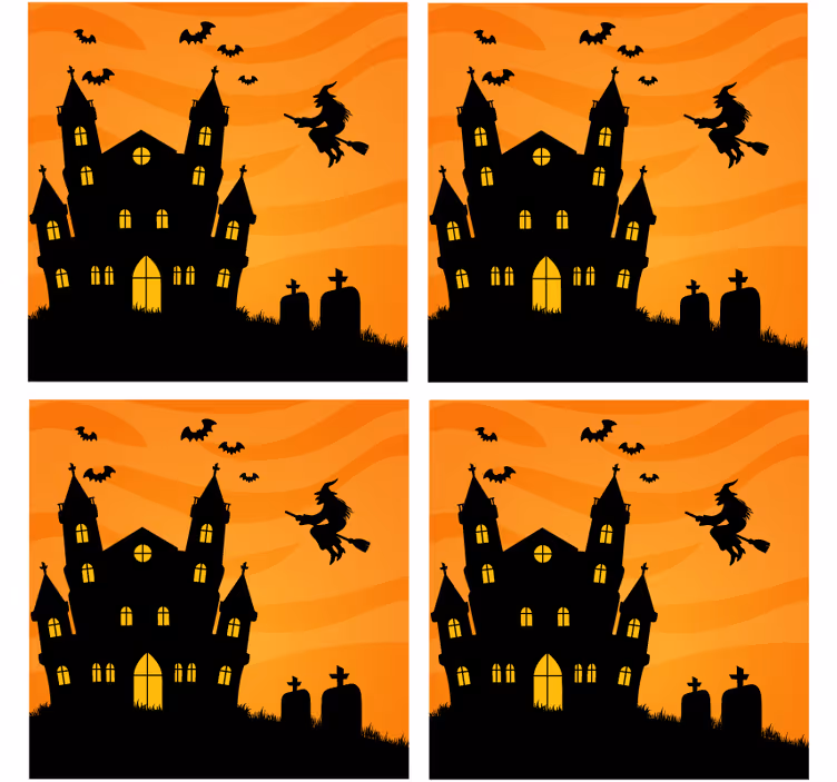 Portavasos halloween silueta de casa embrujada - TenVinilo