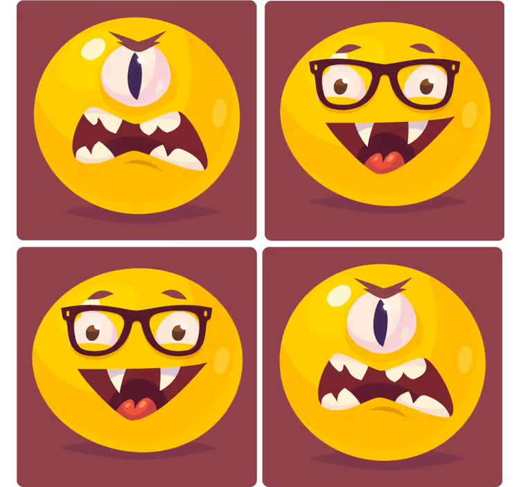 Portavasos frikis caras sonrientes caprichosas - TenVinilo