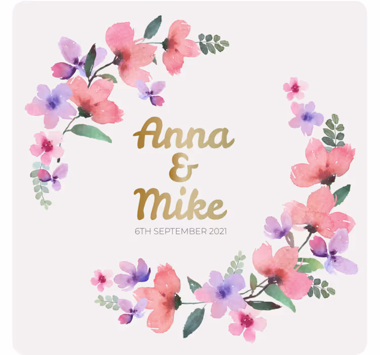 Posavasos boda Corona de flores - TenVinilo