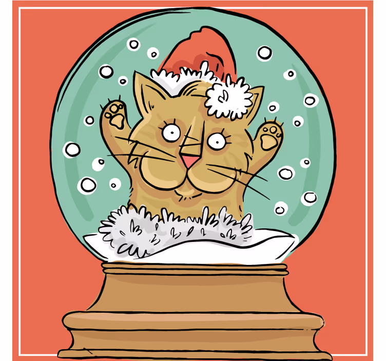 Portavasos navideño globo de nieve de gato festivo - TenVinilo