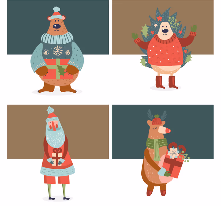 Posavasos navideño Conjunto de caracteres de vacaciones - TenVinilo