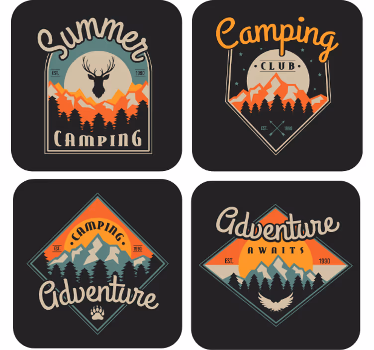 Portavasos vintage gráficos de aventura camping - TenVinilo