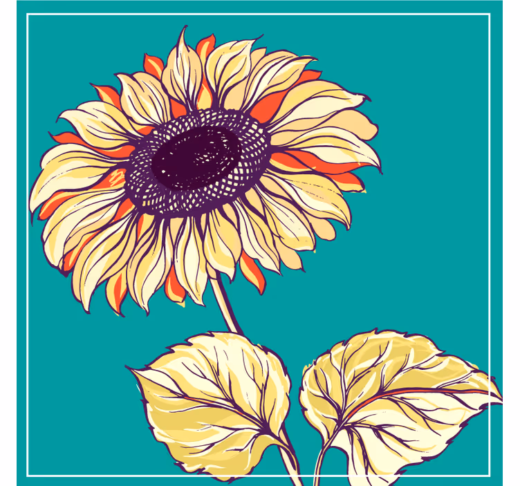Posavasos moderno Ilustración de girasol - TenVinilo