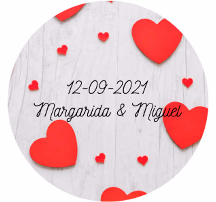 Portavasos boda personalización de corazones y fecha - TenVinilo