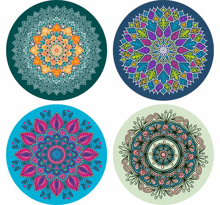 Posavasos azulejo Mandalas de colores - TenVinilo