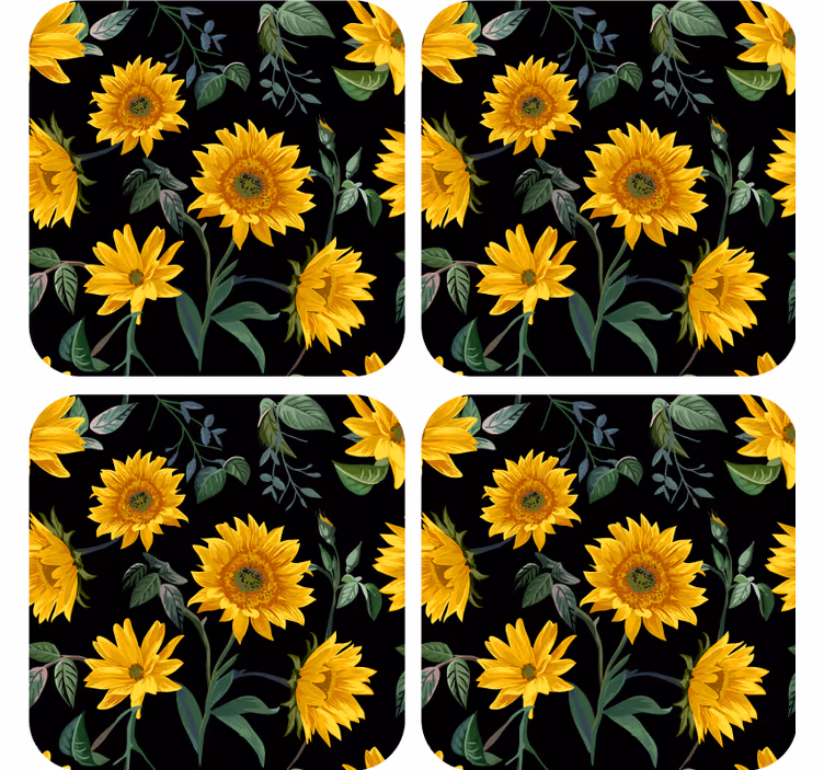 Portavasos moderno patrón floral de girasoles - TenVinilo