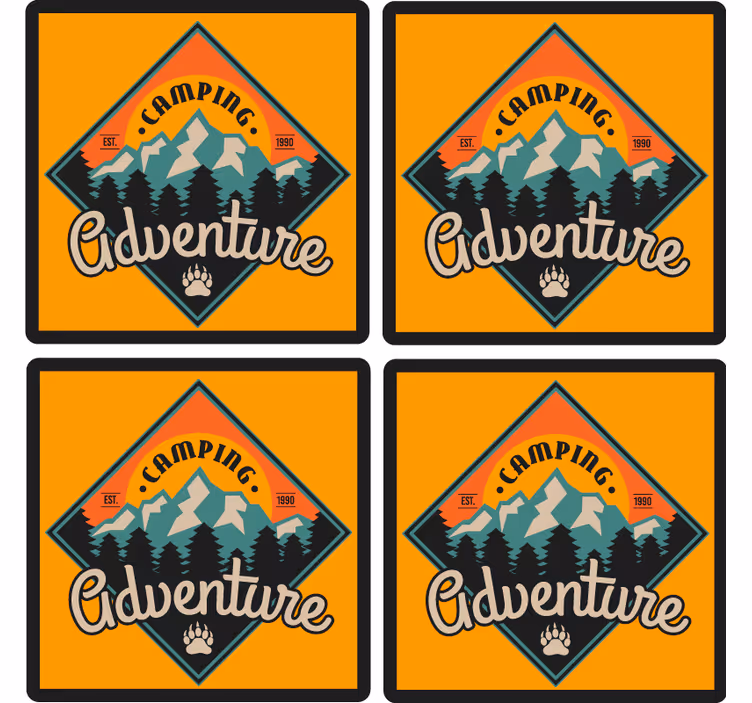Portavasos con frases insignia de aventura en camping - TenVinilo