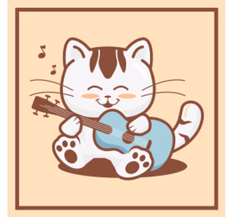 Portavasos frikis gato juguetón tocando guitarra - TenVinilo