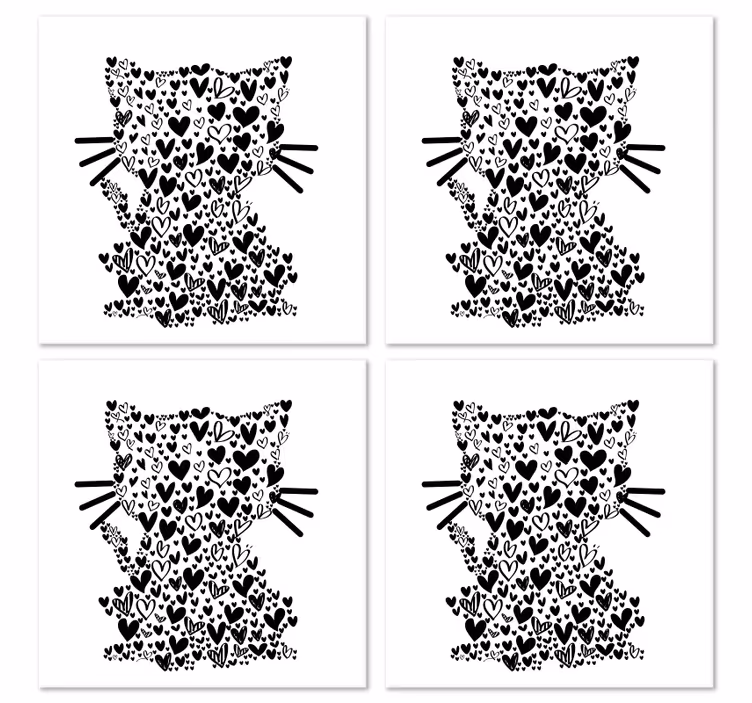 Posavasos moderno Corazones de gato - TenVinilo