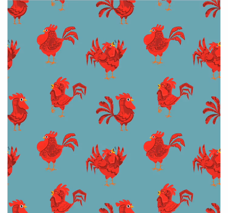 Posavasos moderno Patrón de dibujos animados de gallo rojo - TenVinilo