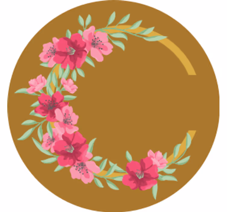 Elegante círculo dorado con flor más posavasos - TenVinilo