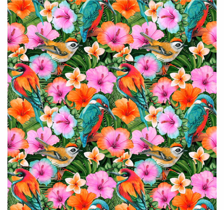Portavasos moderno aves tropicales florales - TenVinilo
