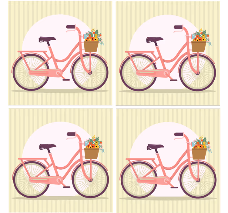 Portavasos moderno bicicleta rosa con flores - TenVinilo