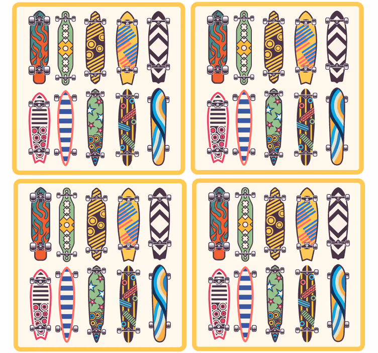 Portavasos frikis patrones coloridos de skateboard - TenVinilo