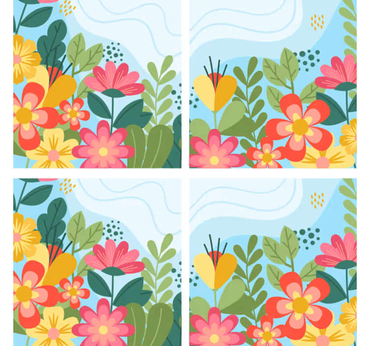 Portavasos moderno composición de flores vivas - TenVinilo
