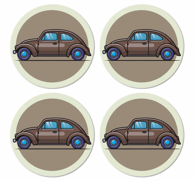 Posavasos vintage Coche de dibujos animados de escarabajo - TenVinilo