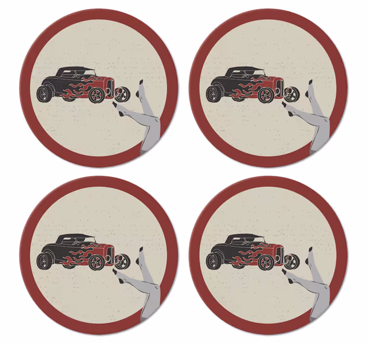 Portavasos vintage hot rod en llamas - TenVinilo