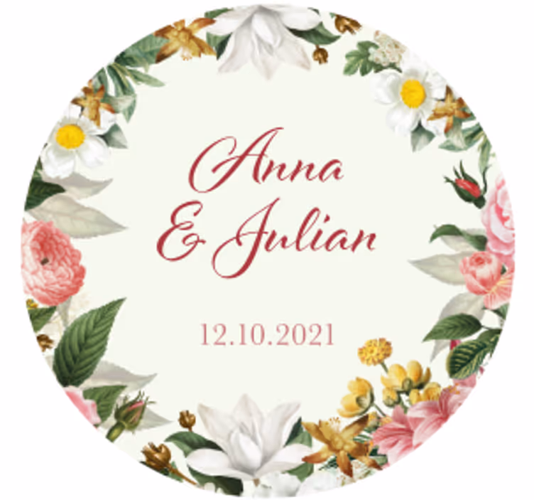 Portavasos boda floral personalizado - TenVinilo