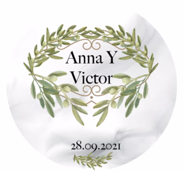 Portavasos boda emblema de corona de olivo - TenVinilo