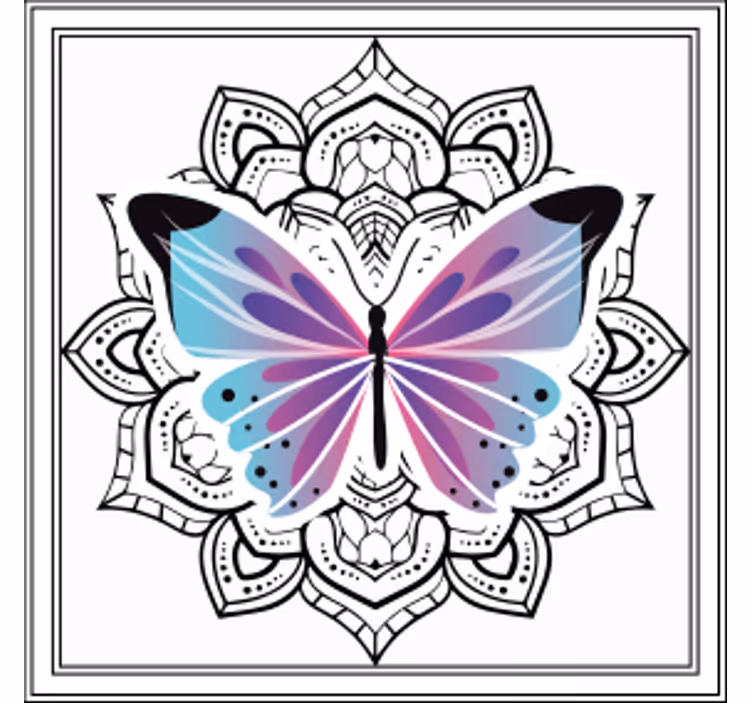 Portavasos mandala colorido de mariposas - TenVinilo