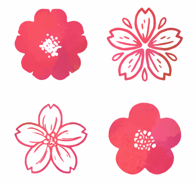 Portavasos moderno elementos florales rosados - TenVinilo