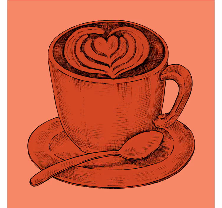 Portavasos vintage taza de café con motivo de corazón - TenVinilo