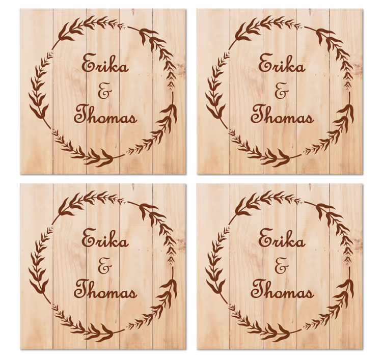 Posavasos boda Rama de olivo de madera - TenVinilo