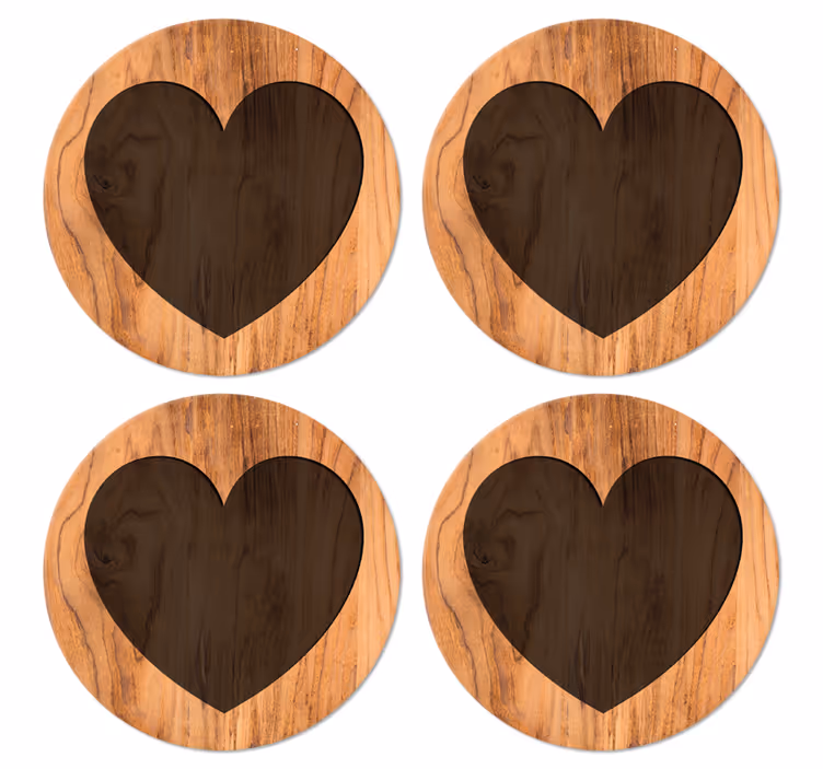 Posavasos textura Corazón con textura de madera - TenVinilo