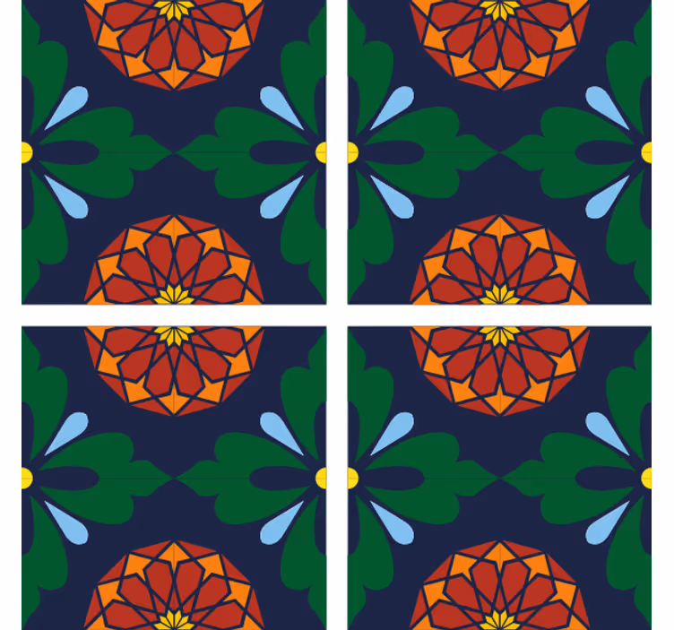 Portavasos azulejo estampado botánico vibrante - TenVinilo