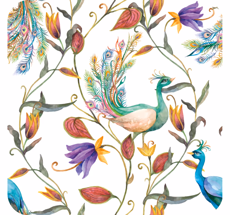 Portavasos frikis motivo floral de pavo real - TenVinilo