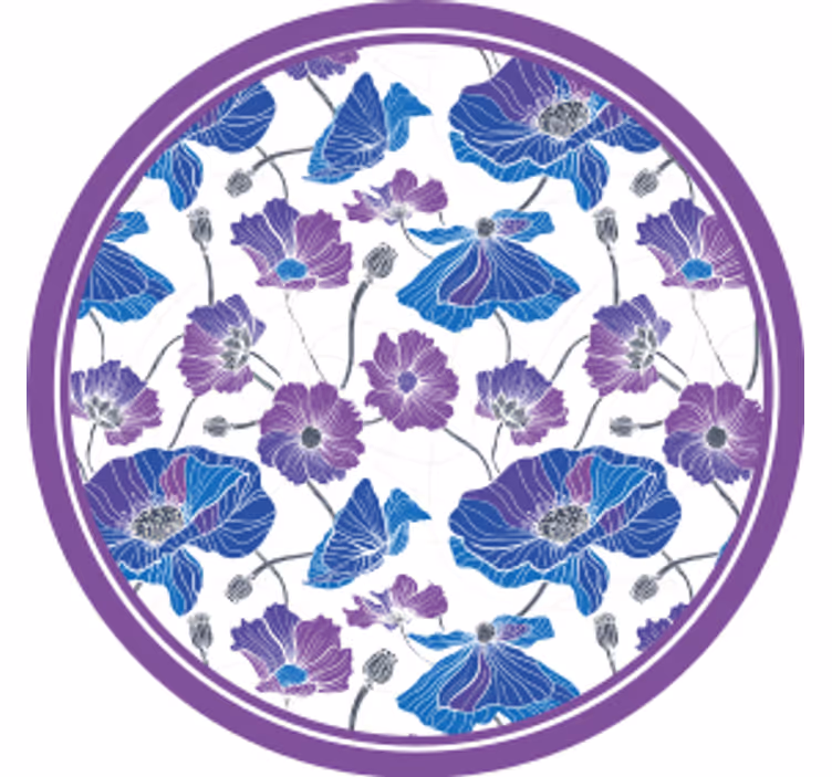 Portavasos moderno motivo floral con acentos morados - TenVinilo