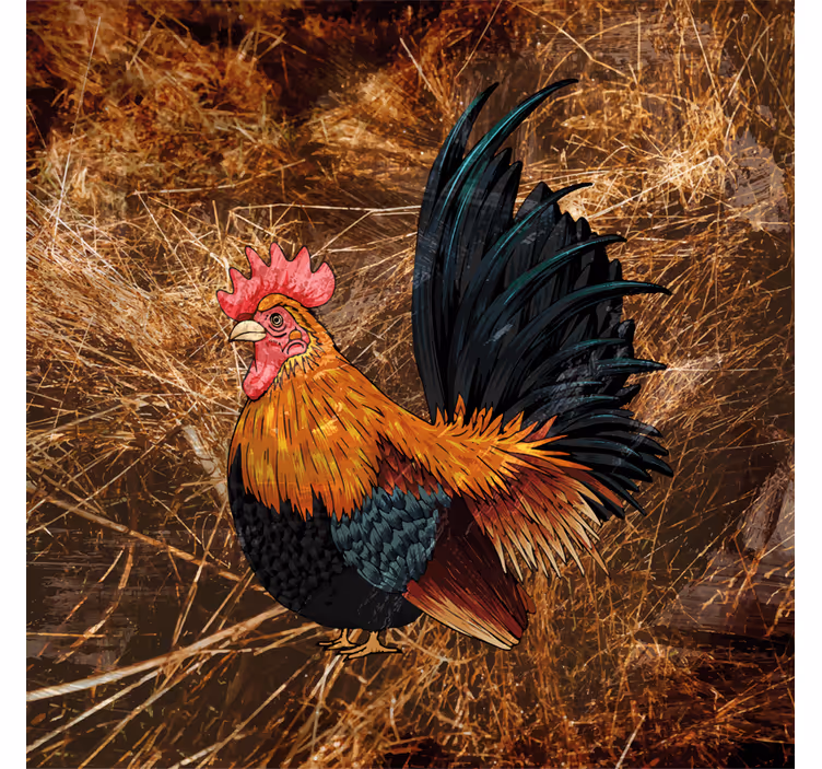 Portavasos vintage con arte de gallo colorido - TenVinilo