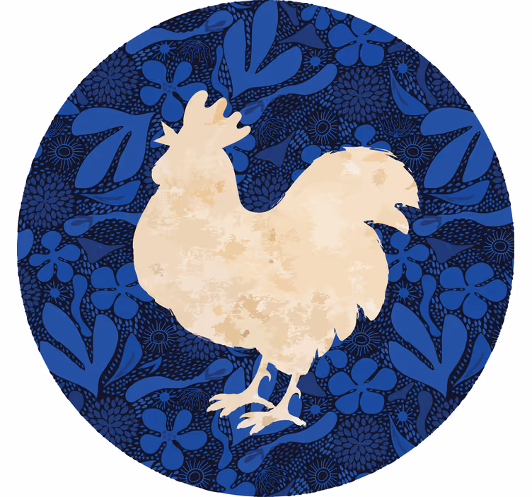 Portavasos vintage silueta floral de gallo - TenVinilo
