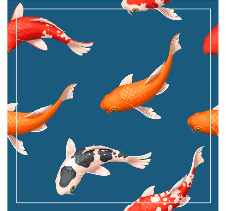 Portavasos moderno patrón de peces koi coloridos - TenVinilo