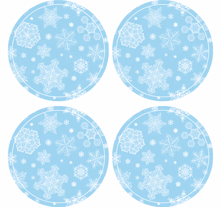 Posavasos navideño Copos de nieve blancos sobre azul - TenVinilo