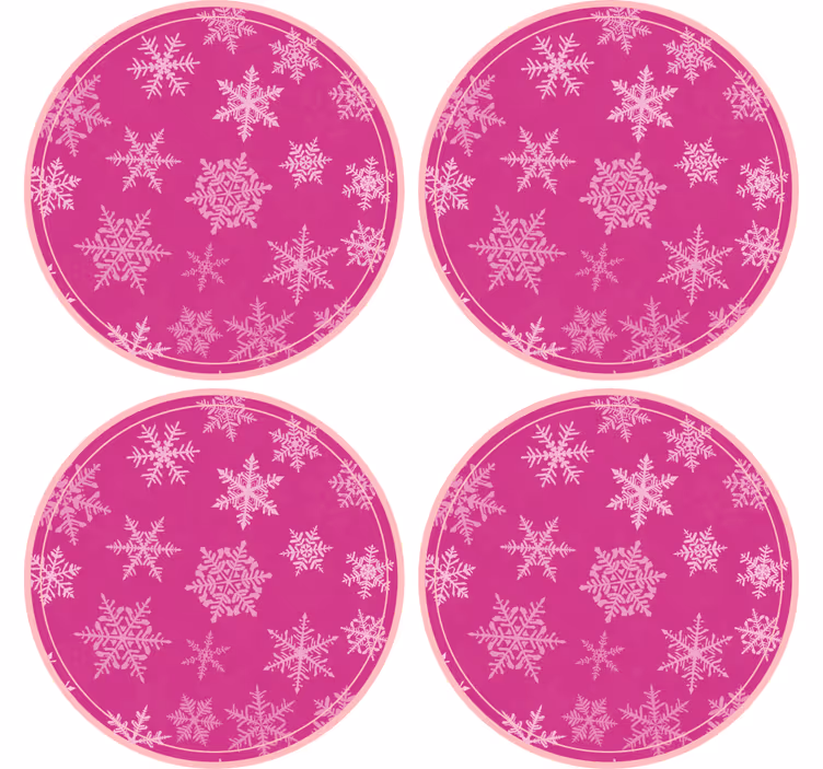 Portavasos navideño bandeja circular con copos de nieve - TenVinilo