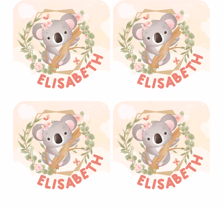 Portavasos personalizable koala lindo con flores - TenVinilo