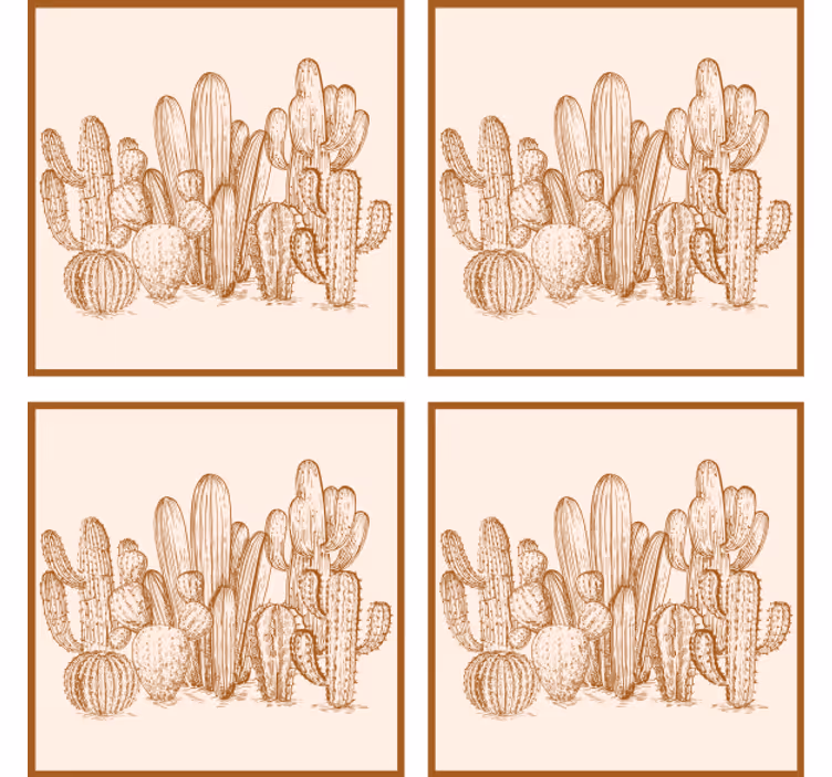 Portavasos ilustración de variedades de cactus - TenVinilo