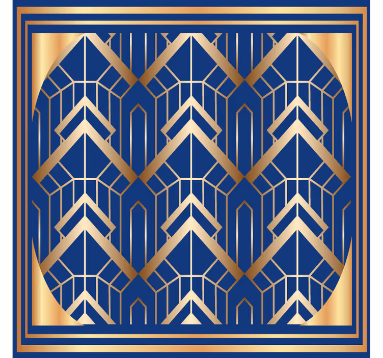 Portavasos moderno patrón geométrico azul y dorado - TenVinilo