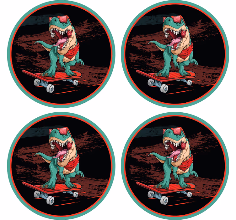 Portavasos frikis dinosaurio patinador gráfico - TenVinilo