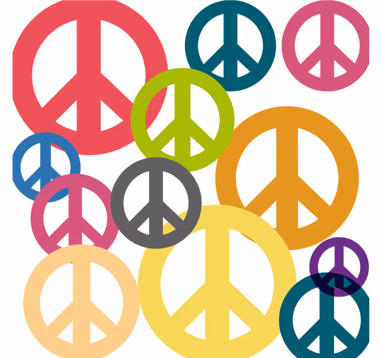 Portavasos frikis iconos de paz vibrantes - TenVinilo