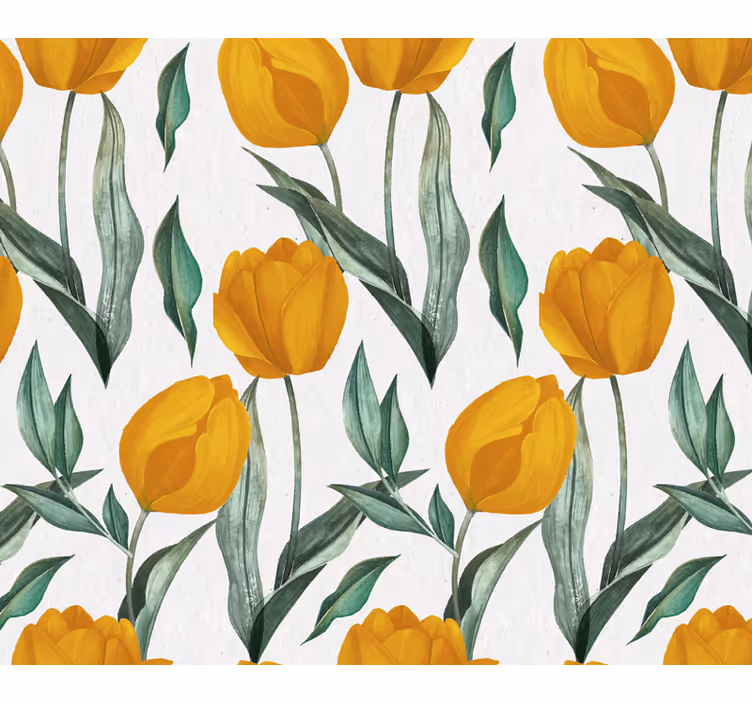 Posavasos de patrón de pintura al óleo de tulipanes amarillos - TenVinilo