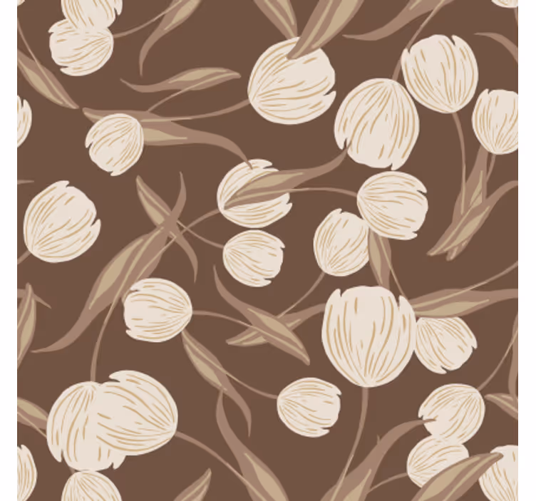 Elegante patrón de tulipanes beige más posavasos - TenVinilo