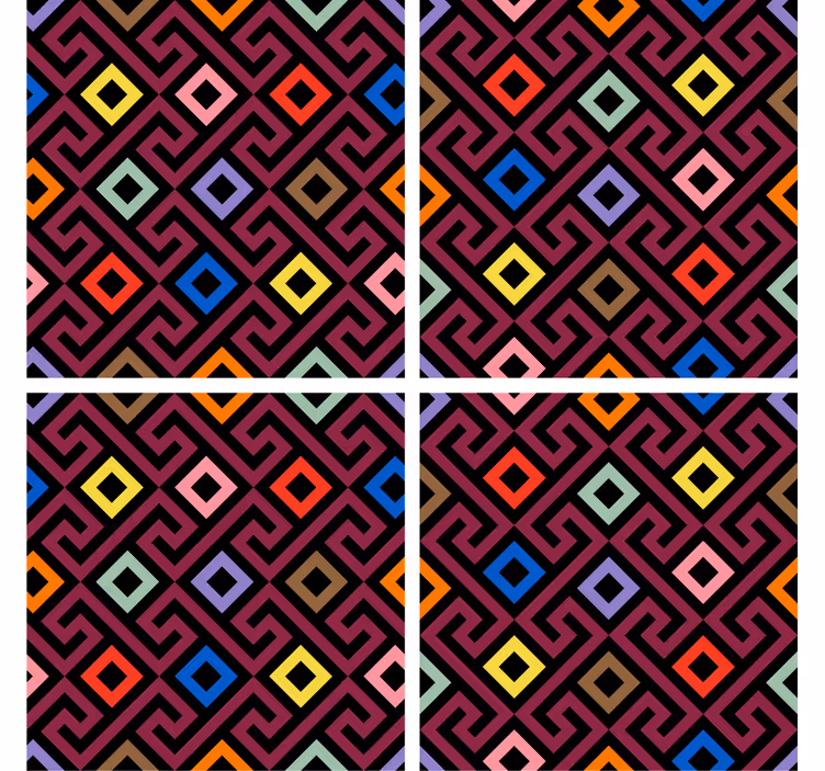 Portavasos patrón geométrico colorido - TenVinilo