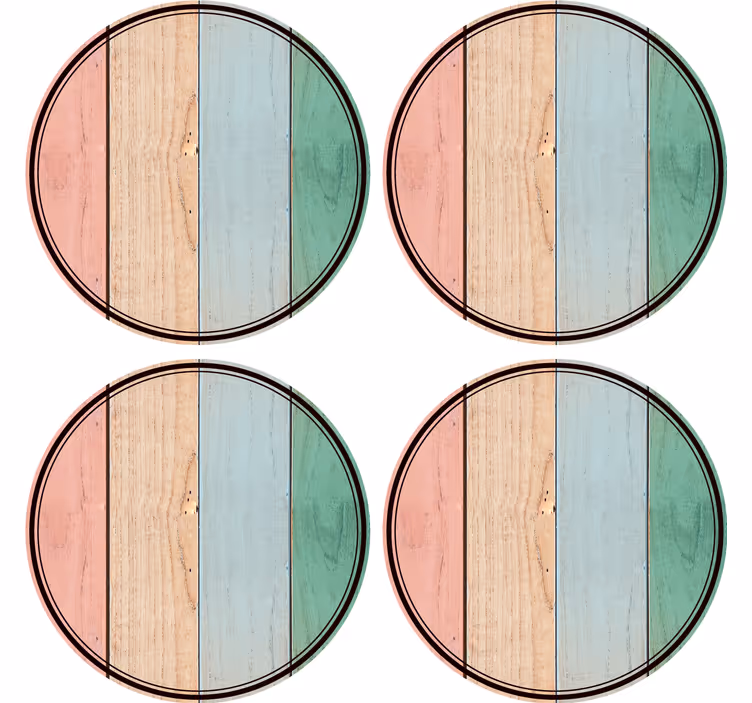 Portavasos tablas de madera coloridas - TenVinilo