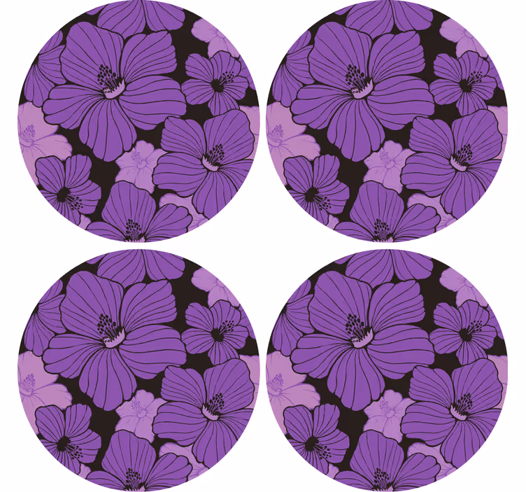 Portavasos patrón floral morado vibrante - TenVinilo