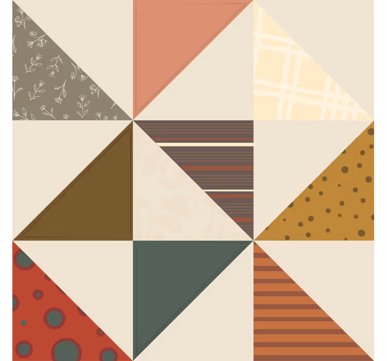 Posavasos vintage Patrón de triángulo geométrico patchwork - TenVinilo