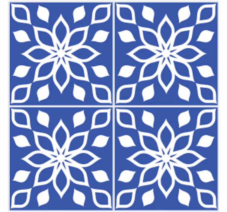 Portavasos azulejo cuadrado con patrón floral - TenVinilo